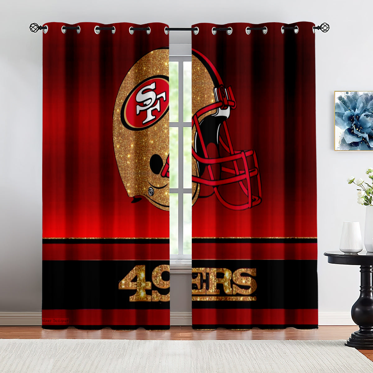 San Francisco 49ers Football Team Blackout Curtains Drapes For Window Treatment Set