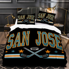 San Jose Sharks Hockey Duvet Cover Quilt Case Pillowcase Bedding Set Without Filler