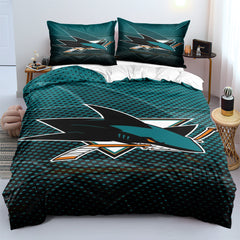 San Jose Sharks Hockey League Duvet Cover Quilt Case Pillowcases