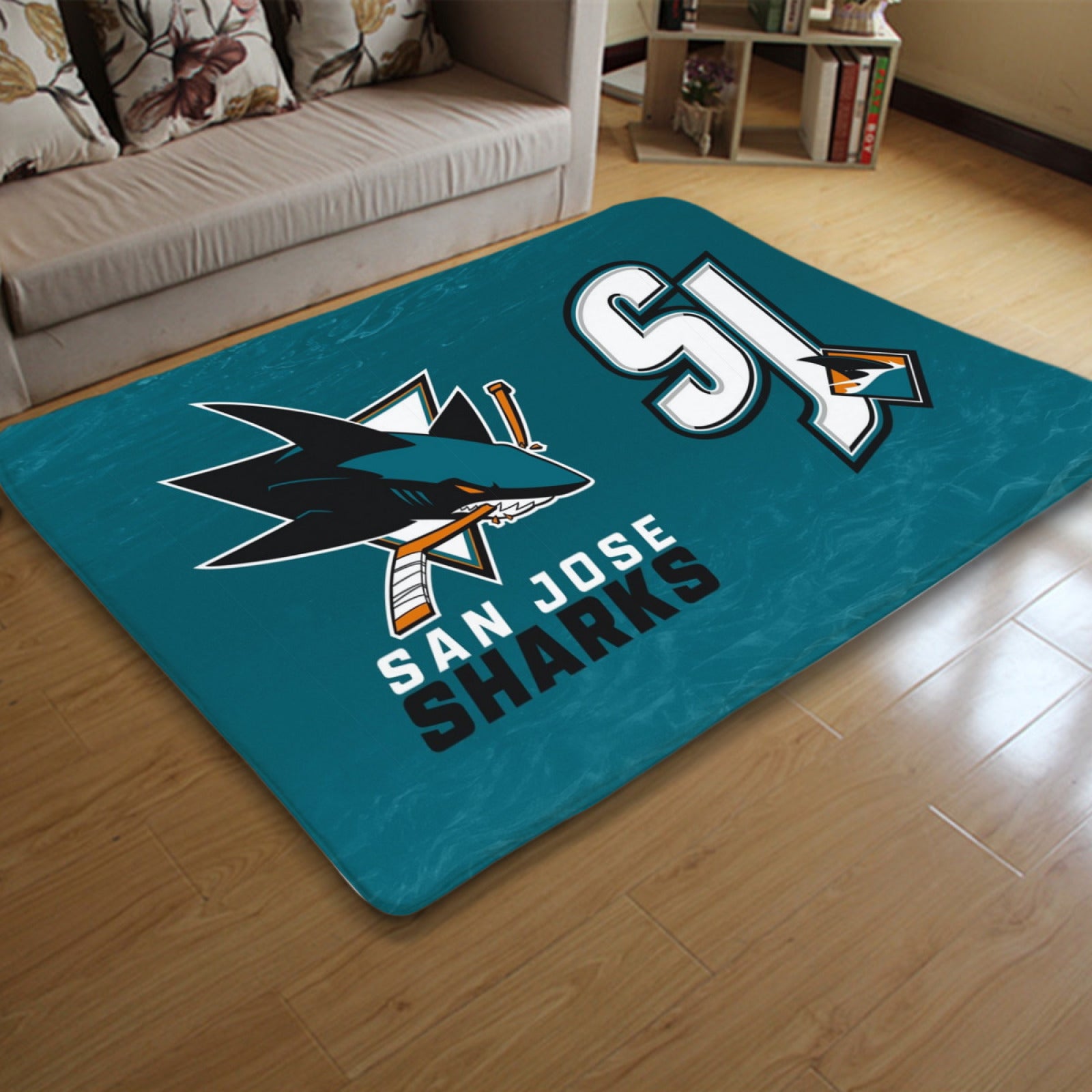 San Jose Sharks Hockey League Carpet Living Room Bedroom Mats Kitchen Bathroom Rugs