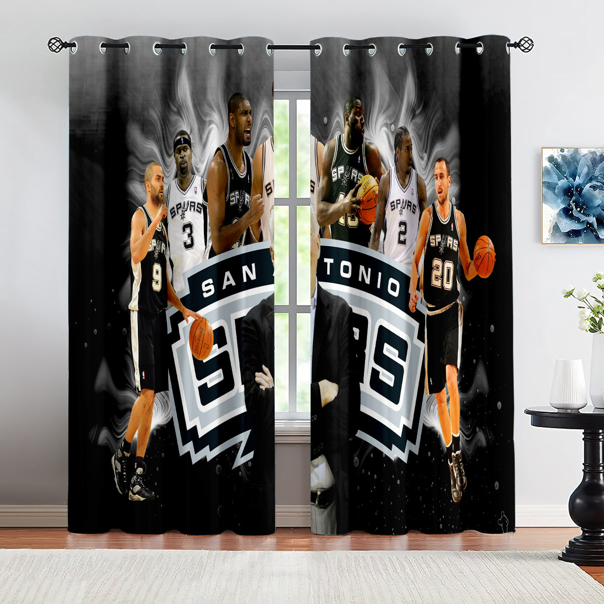 San Antonio Basketball Spurs Blackout Curtains Drapes For Window Treatment Set