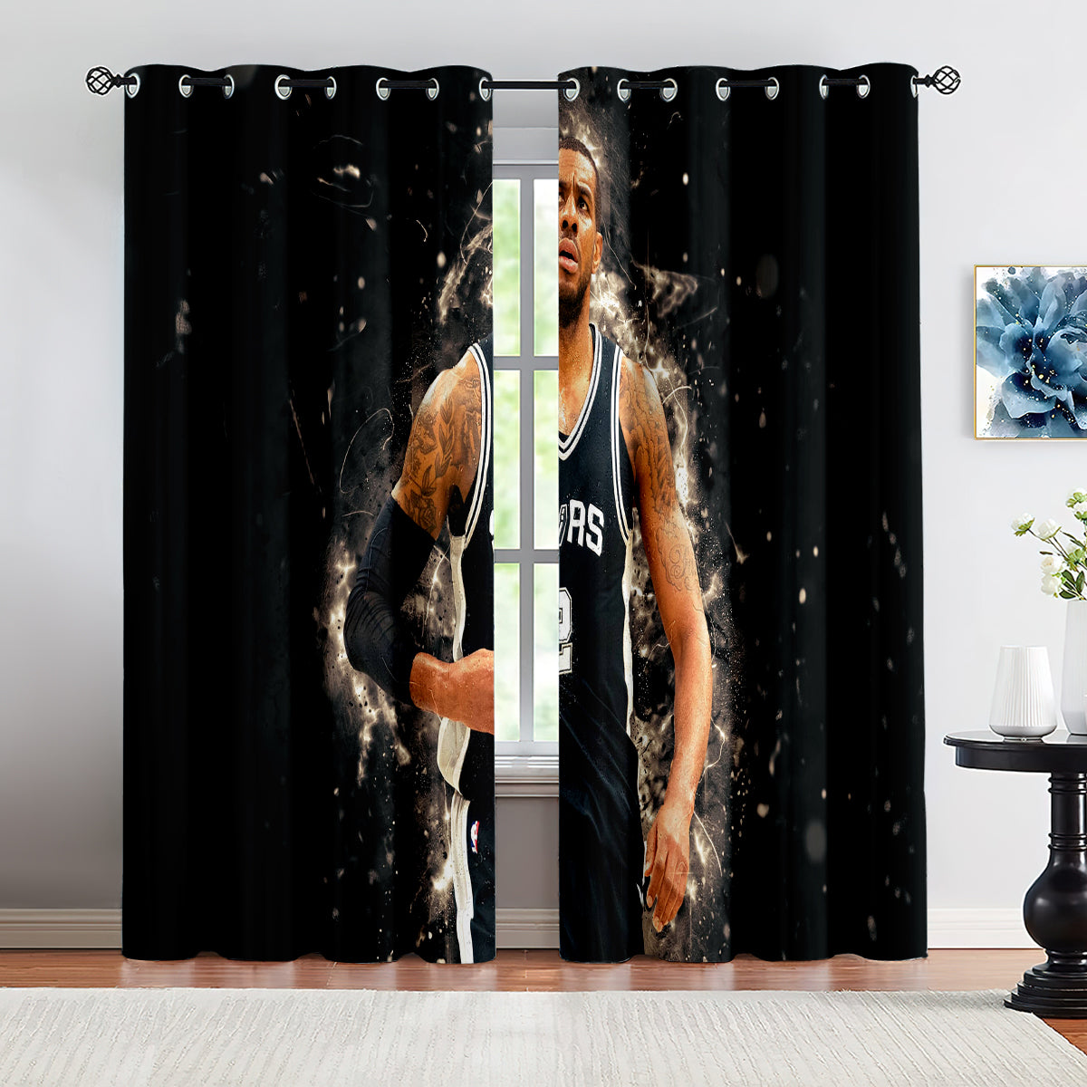 San Antonio Basketball Spurs Blackout Curtains Drapes For Window Treatment Set