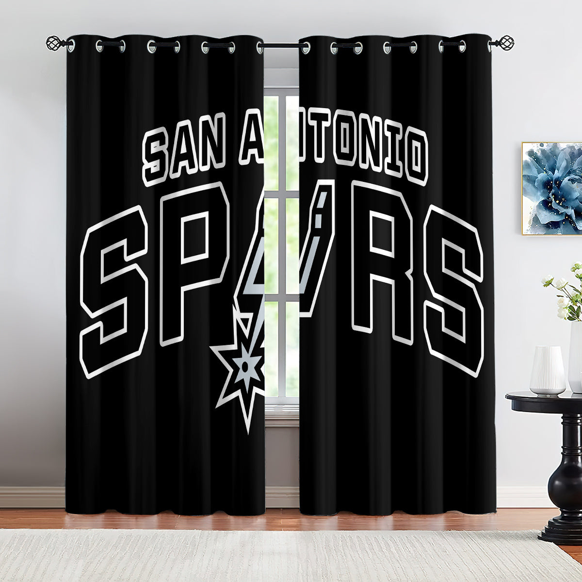 San Antonio Basketball Spurs Blackout Curtains Drapes For Window Treatment Set