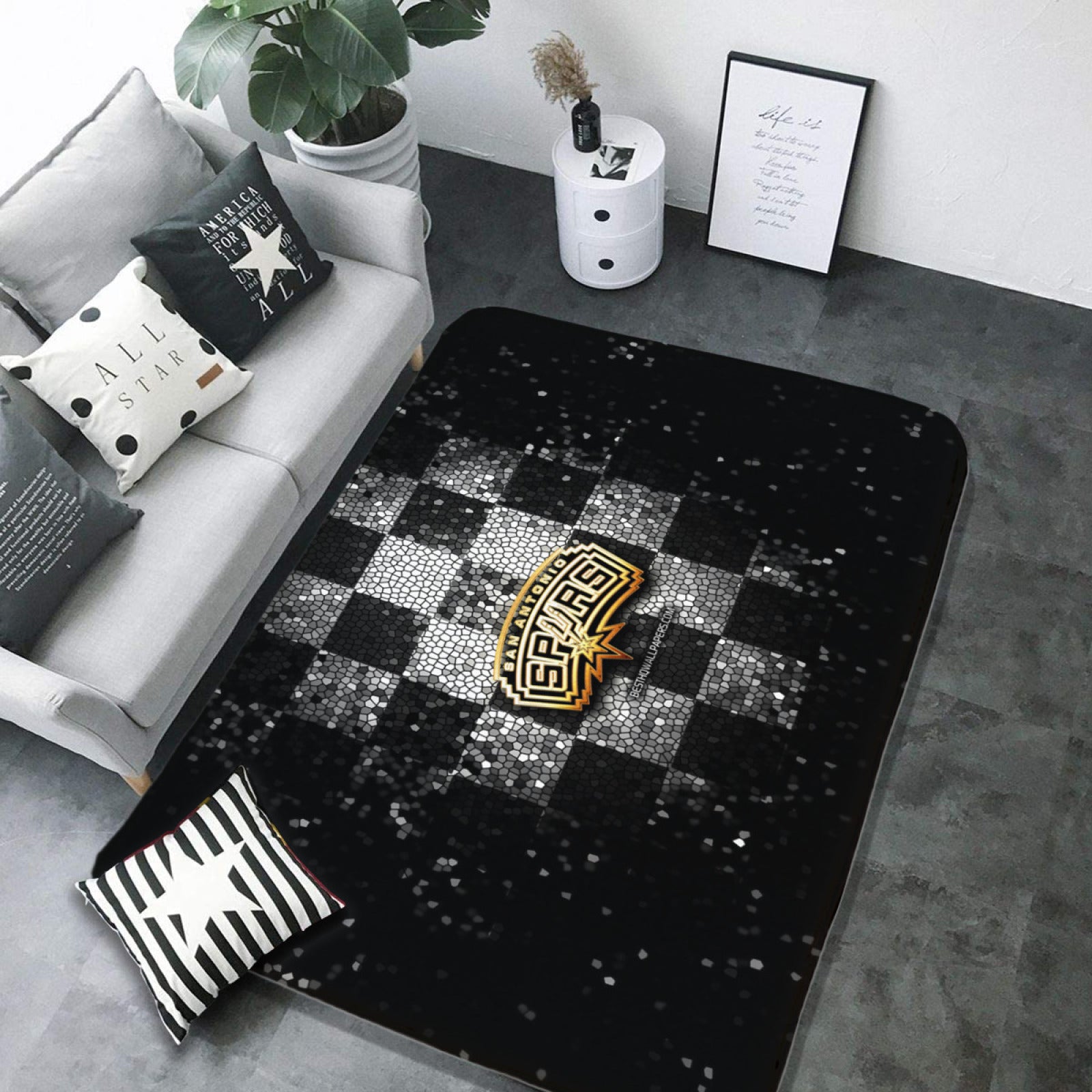 San Antonio Basketball Spurs Carpet Living Room Bedroom Mats Kitchen Bathroom Rug