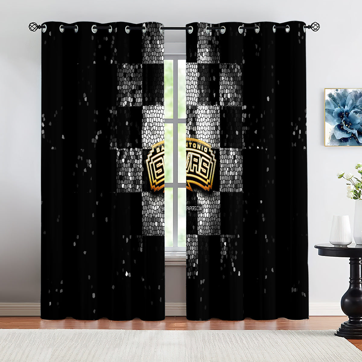 San Antonio Basketball Spurs Blackout Curtains Drapes For Window Treatment Set