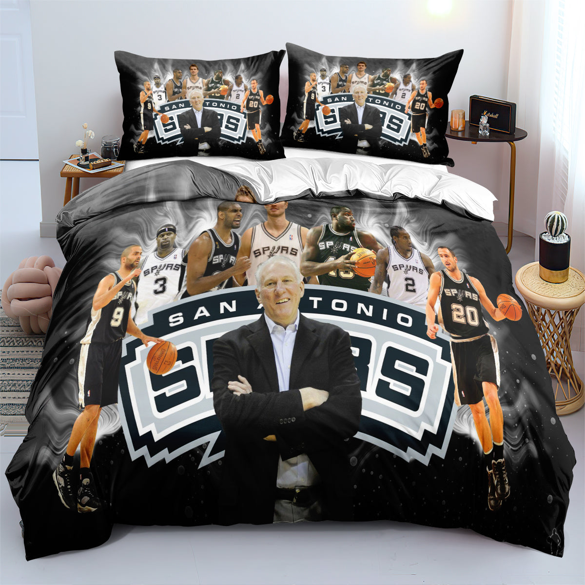 San Antonio Basketball Spurs Bedding Set Quilt Cover Without Filler