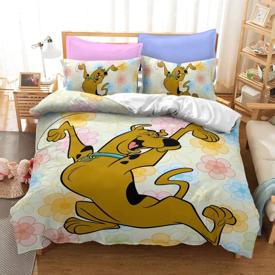 Scooby Doo Duvet Cover Quilt Case Pillowcase Bedding Set Bedroom Decor