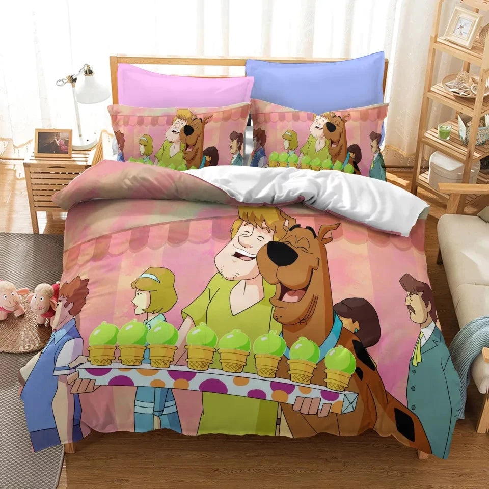Scooby Doo Duvet Cover Quilt Case Pillowcase Bedding Set Bedroom Decor