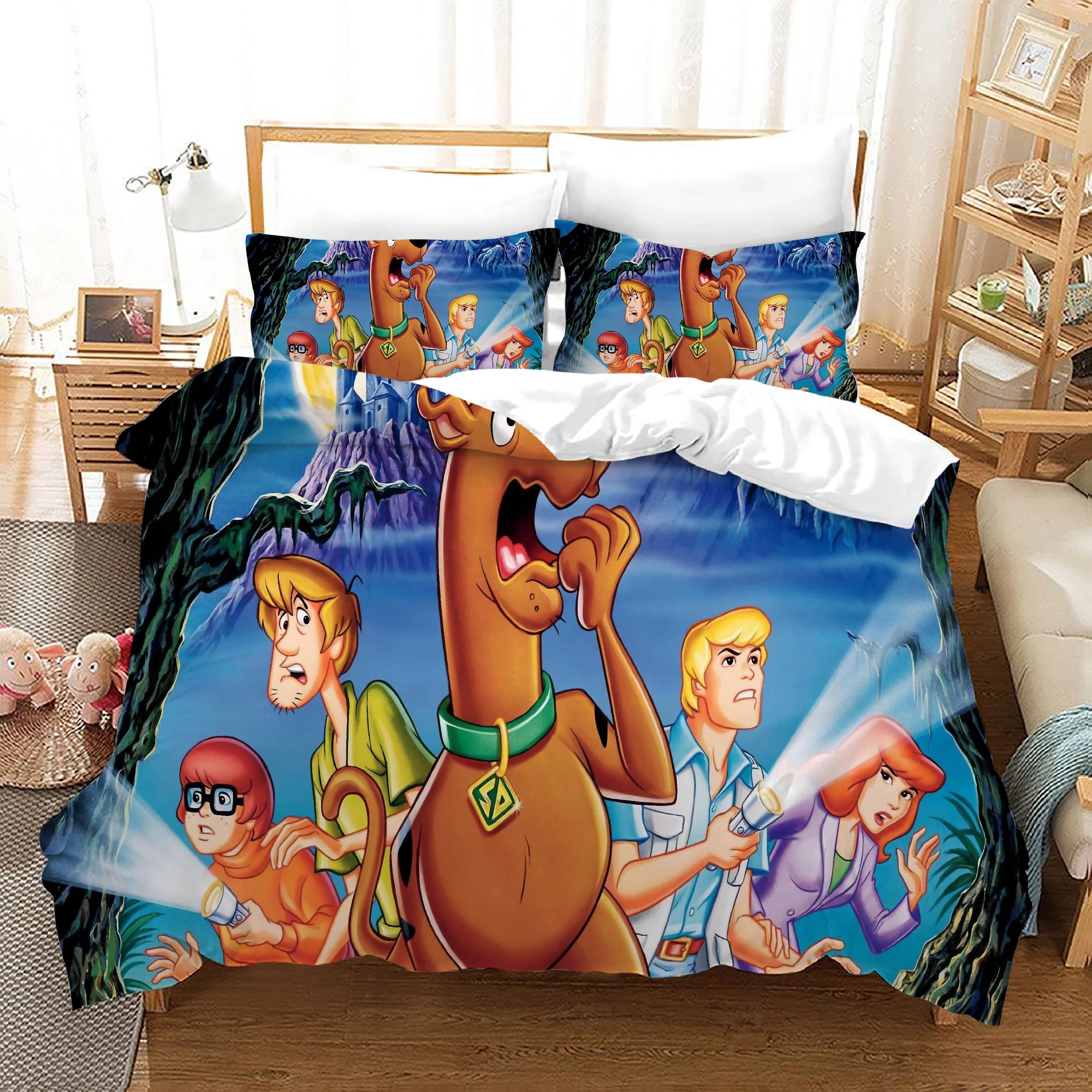 Scooby Doo Duvet Cover Quilt Case Pillowcase Bedding Set Bedroom Decor