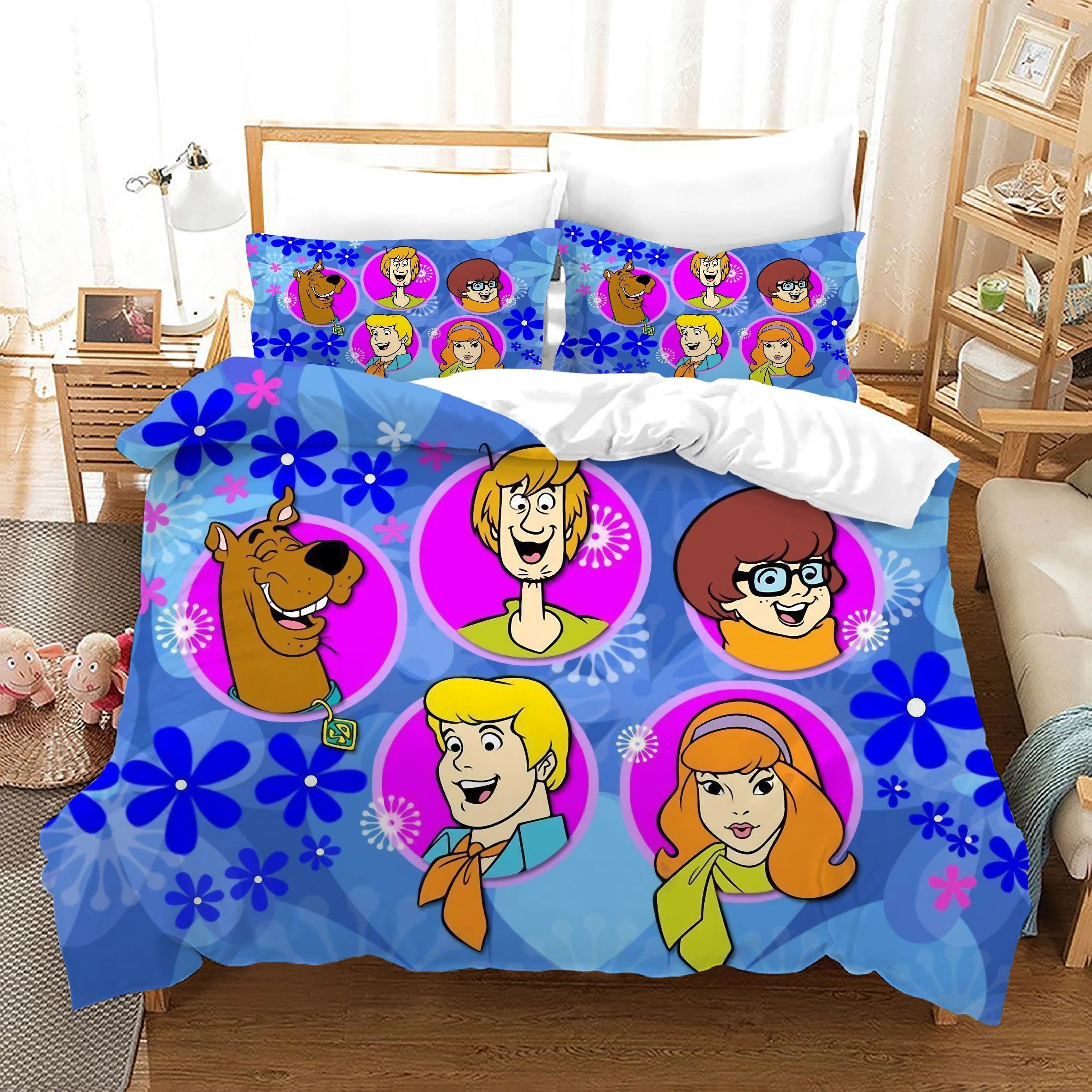 Scooby Doo Duvet Cover Quilt Case Pillowcase Bedding Set Bedroom Decor