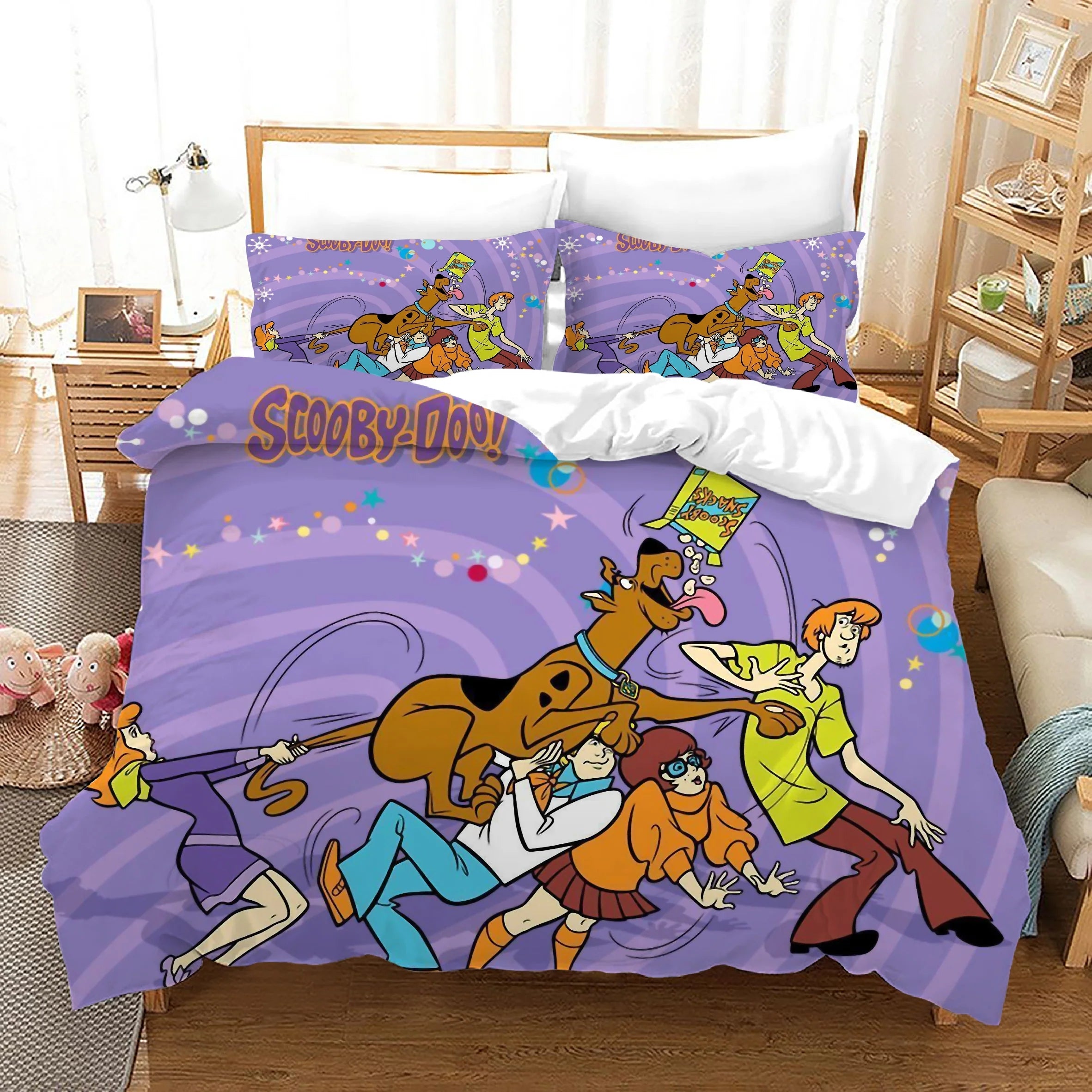Scooby Doo Duvet Cover Quilt Case Pillowcase Bedding Set Bedroom Decor