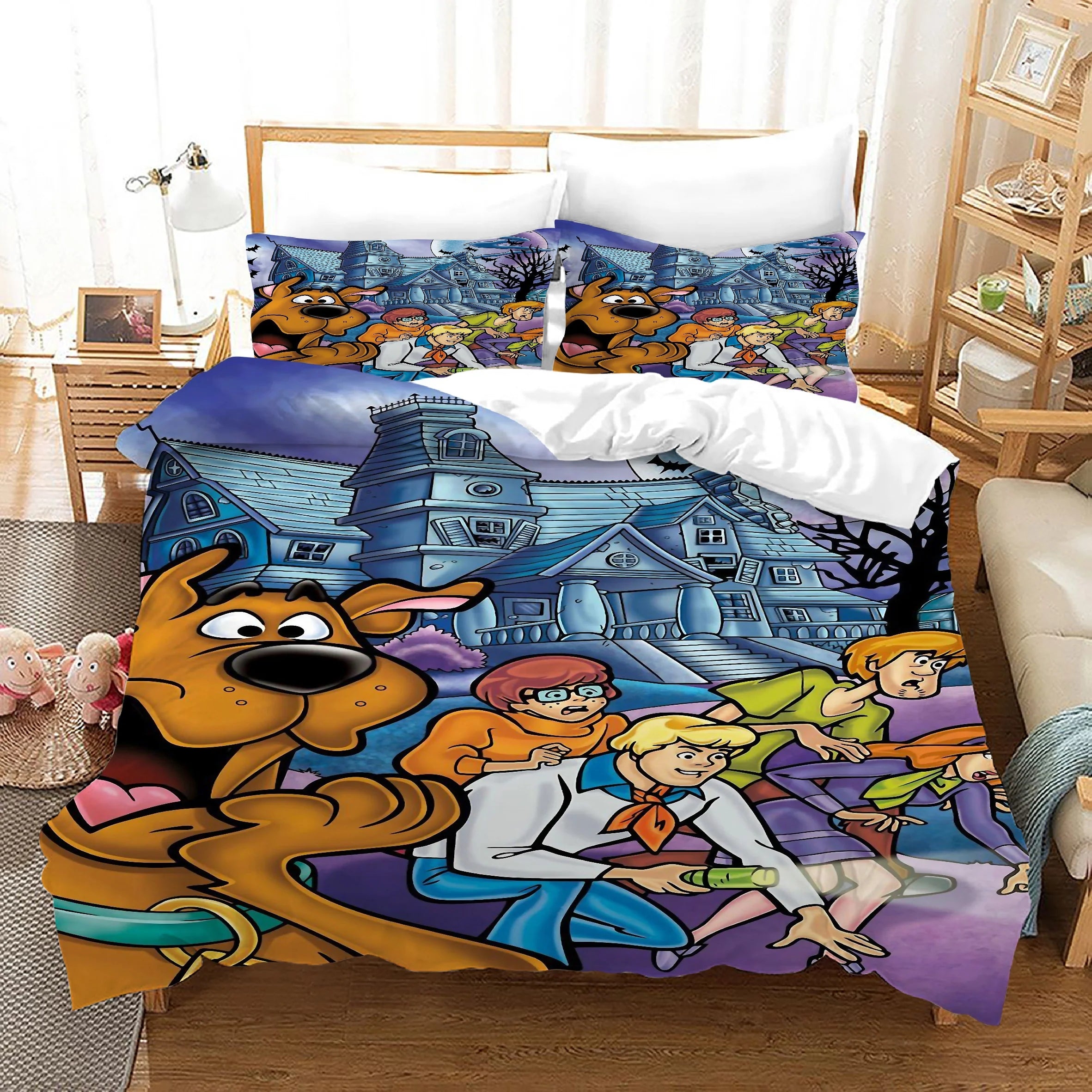 Scooby Doo Duvet Cover Quilt Case Pillowcase Bedding Set Bedroom Decor