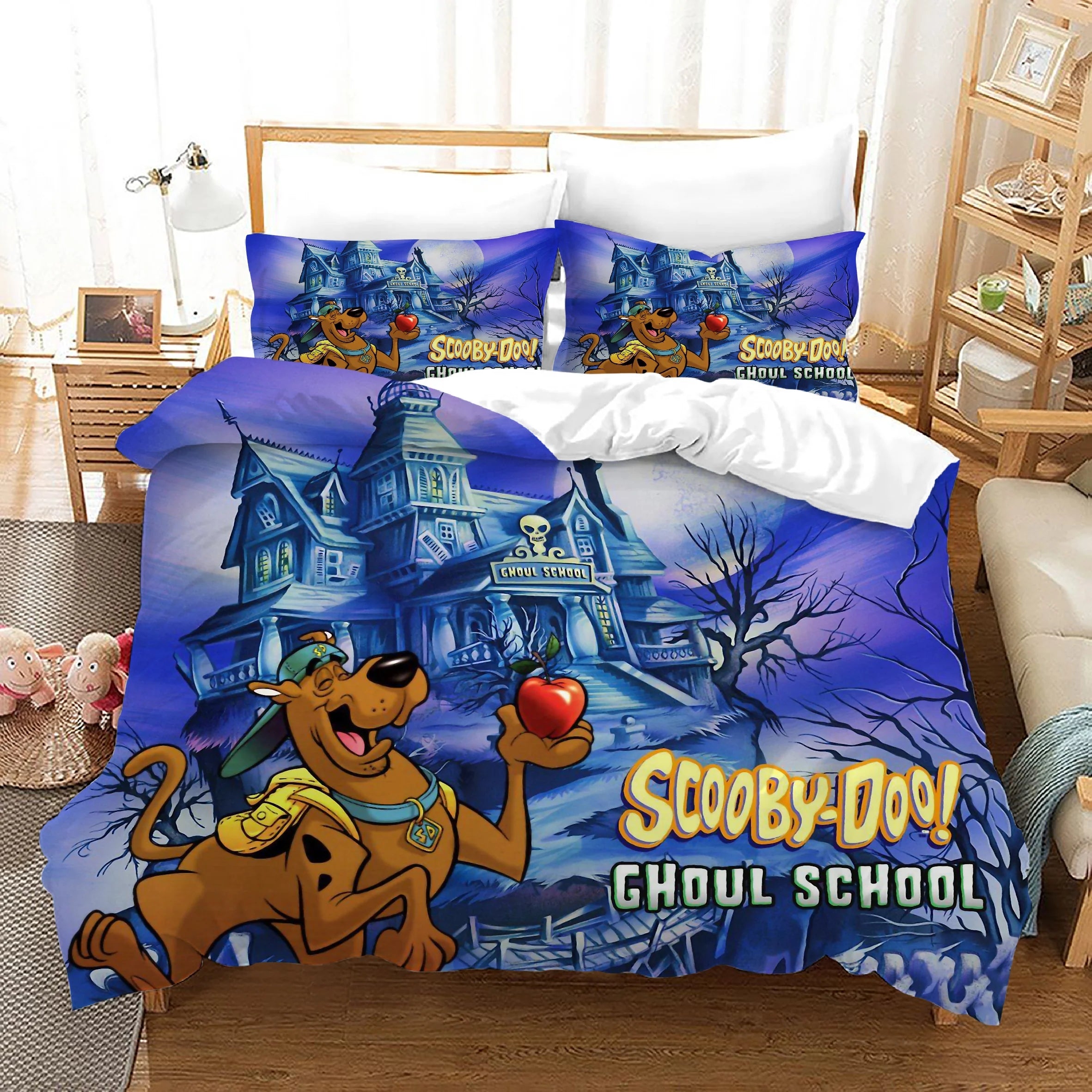 Scooby Doo Duvet Cover Quilt Case Pillowcase Bedding Set Bedroom Decor