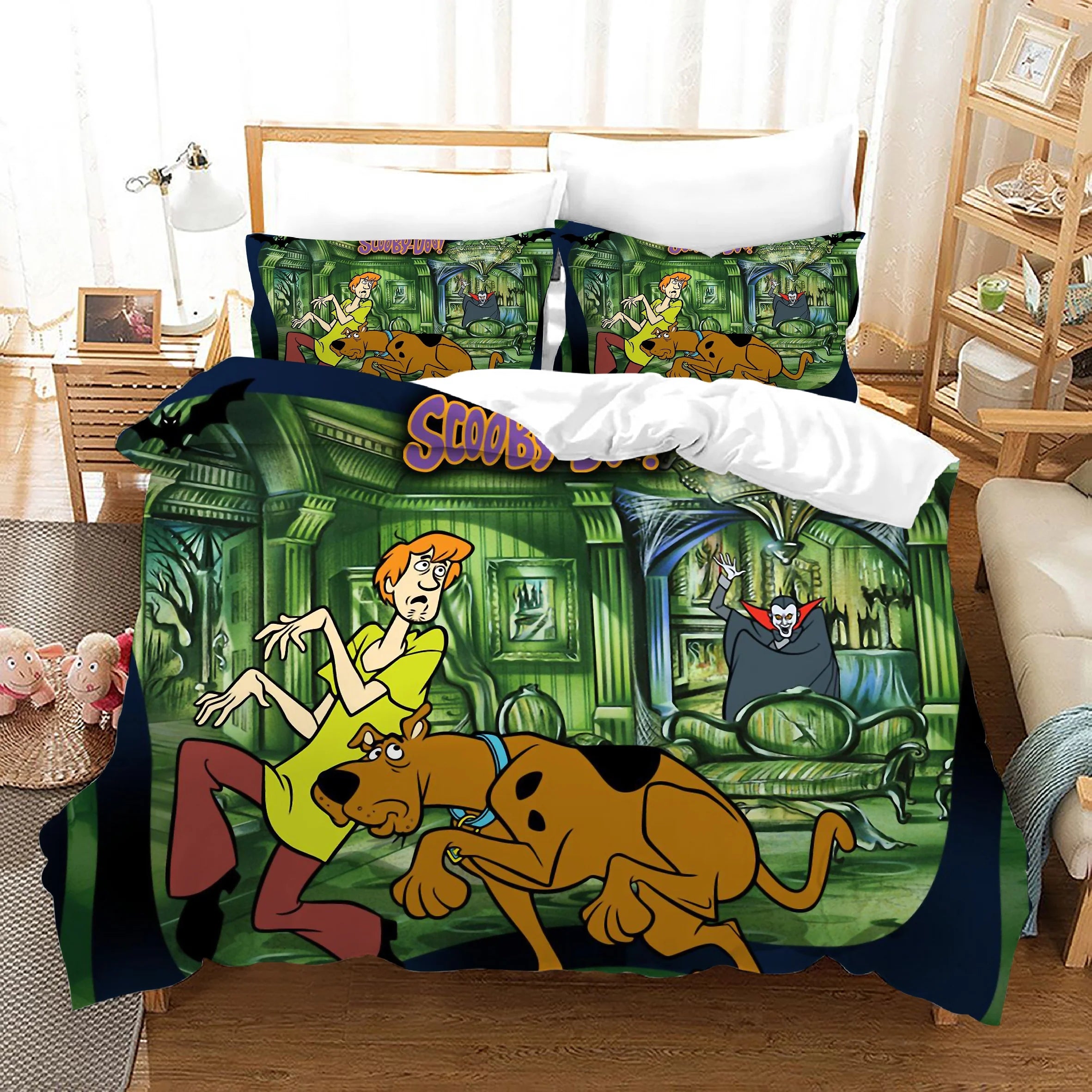Scooby Doo Duvet Cover Quilt Case Pillowcase Bedding Set Bedroom Decor
