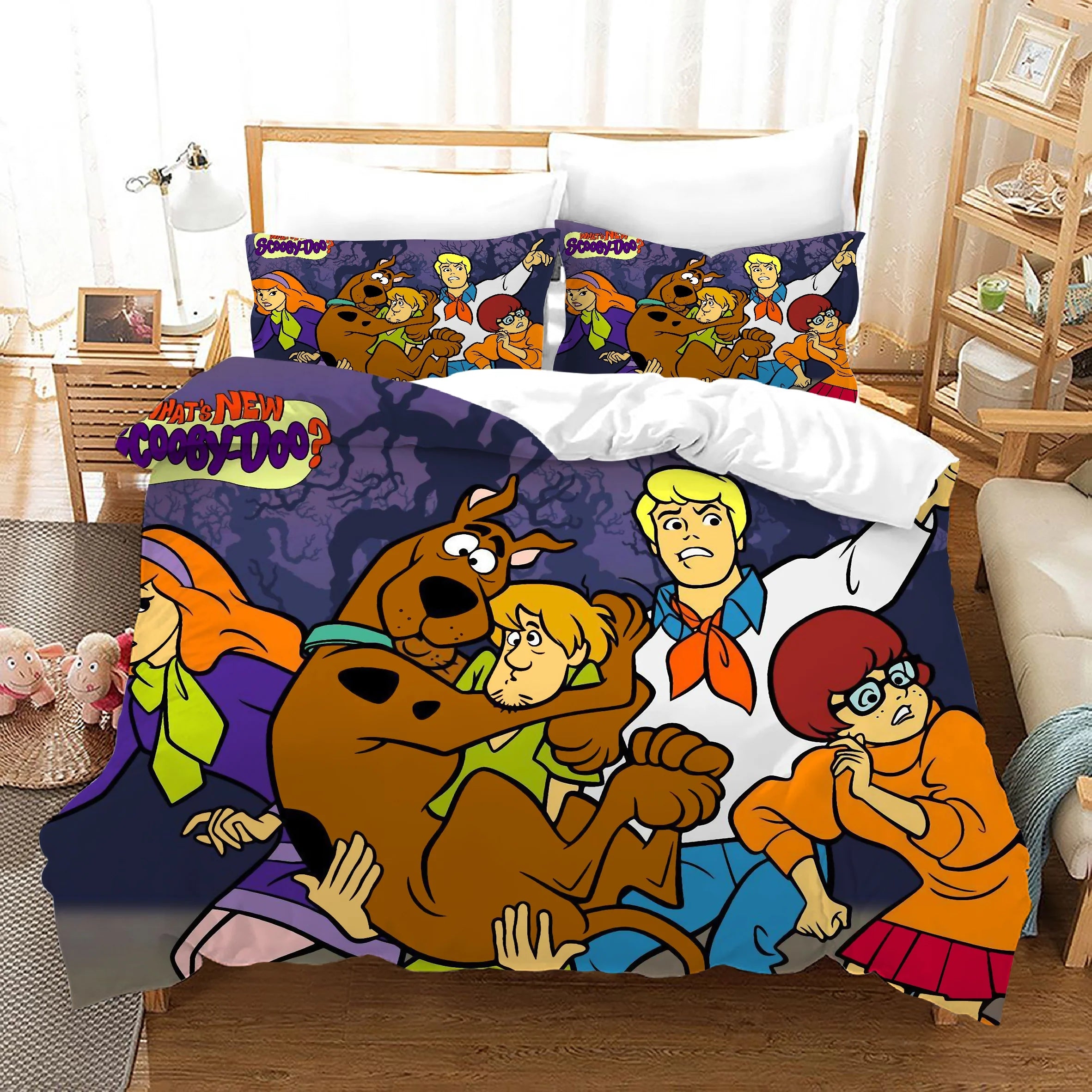 Scooby Doo Duvet Cover Quilt Case Pillowcase Bedding Set Bedroom Decor