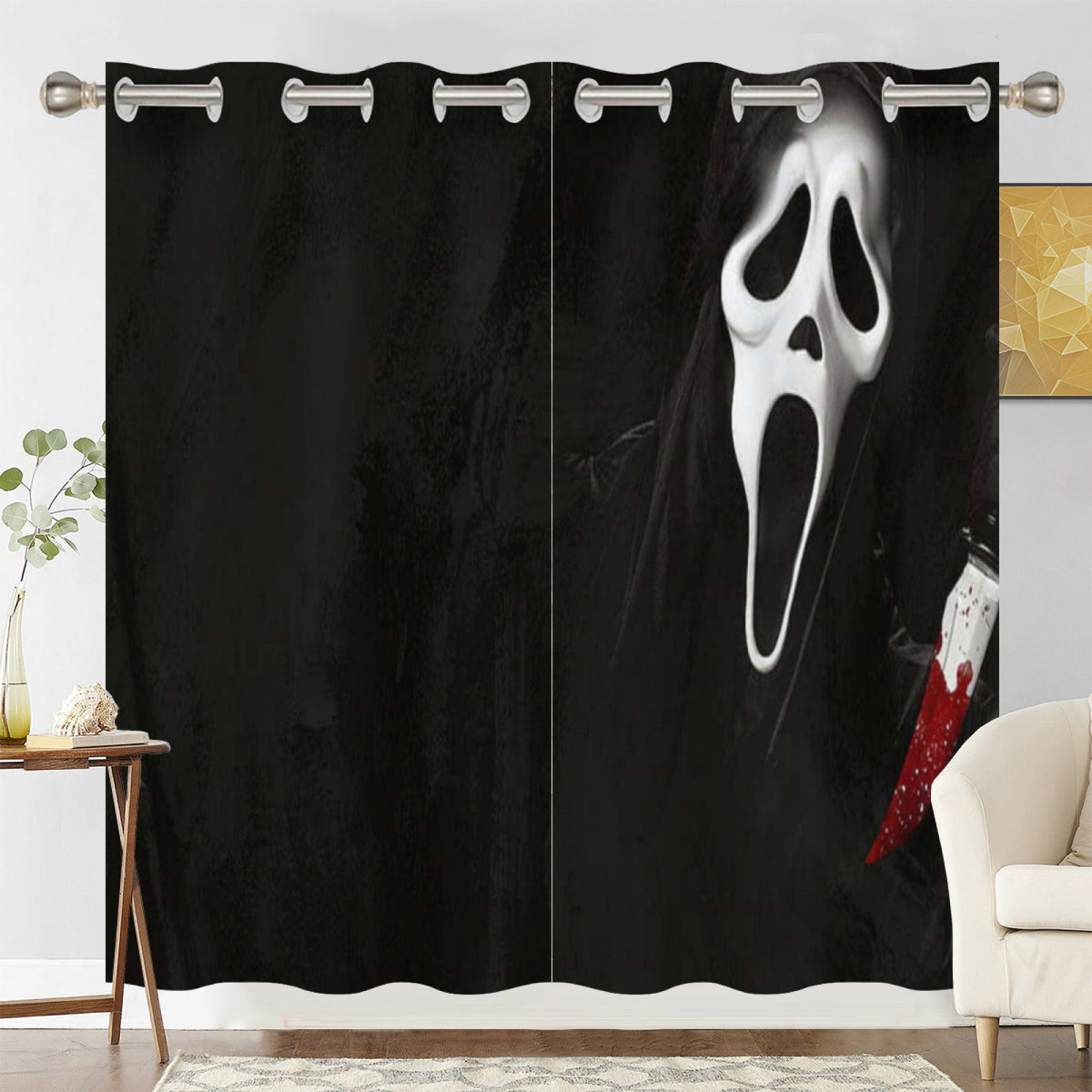 Scream Horror Movie Blackout Curtains Drapes for Window Treatment Set