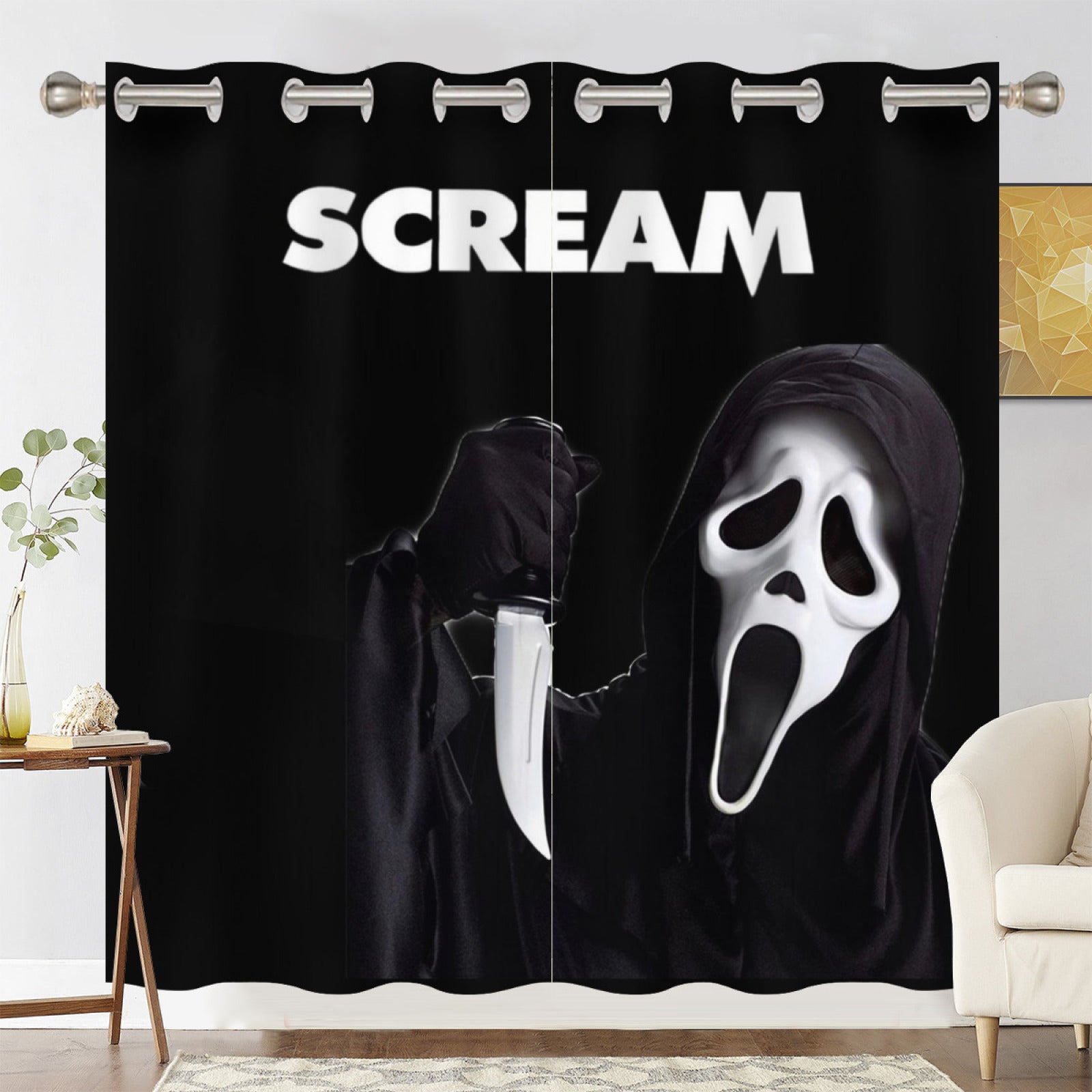 Scream Horror Movie Blackout Curtains Drapes for Window Treatment Set