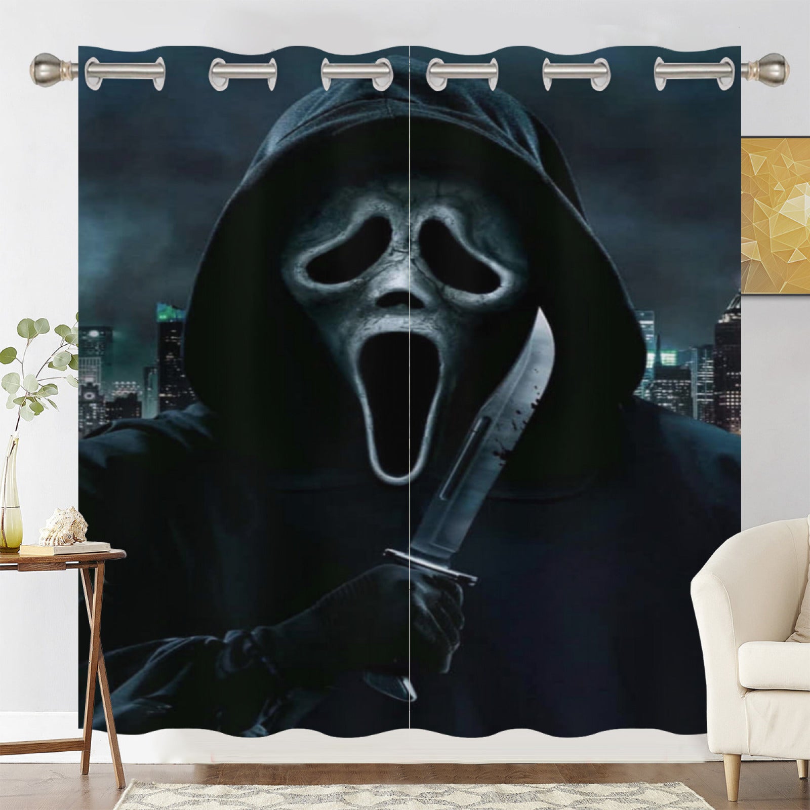 Scream Horror Movie Blackout Curtains Drapes for Window Treatment Set