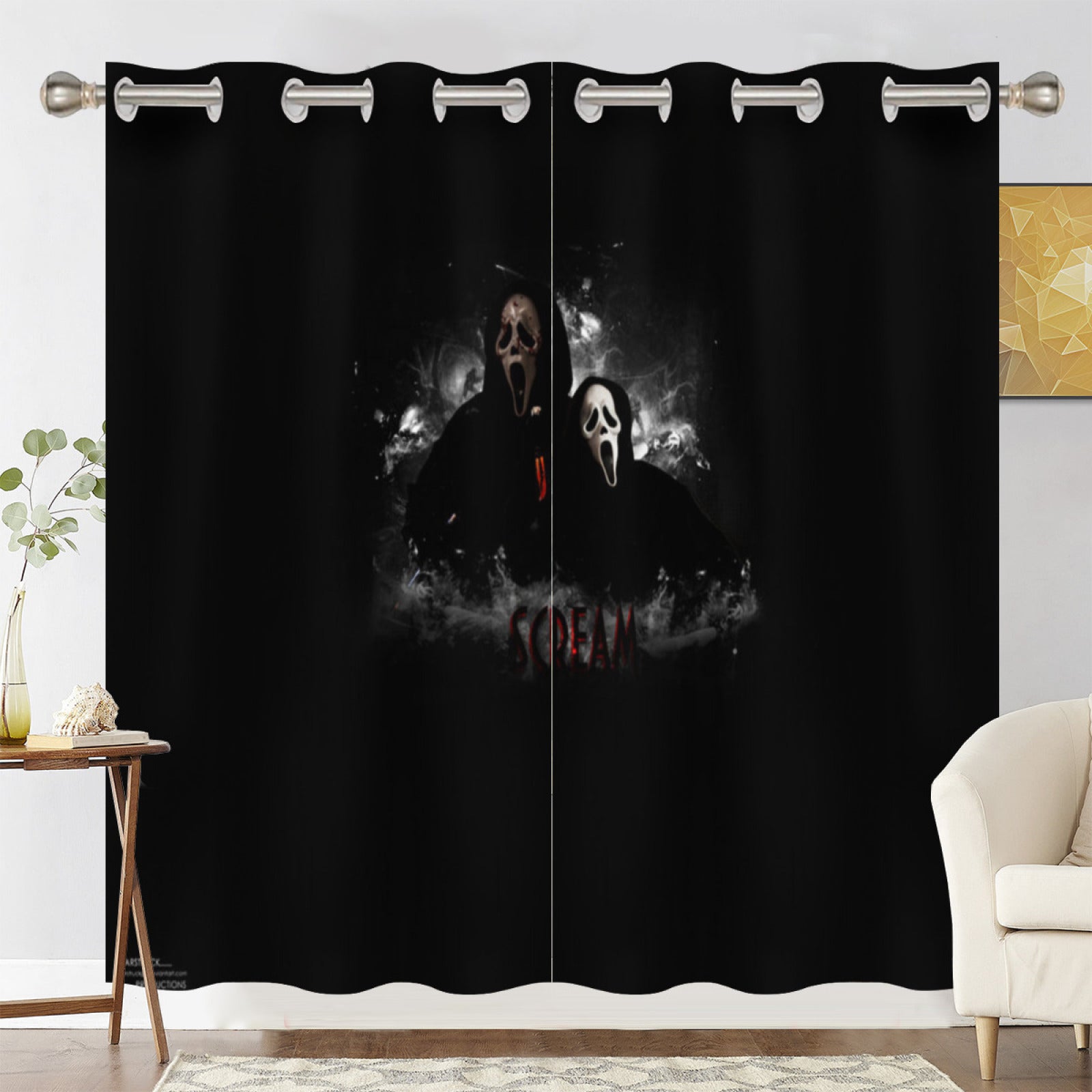 Scream Horror Movie Blackout Curtains Drapes for Window Treatment Set