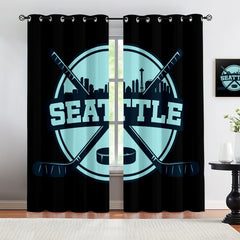 Seattle Kraken Blackout Curtains Drapes For Window Treatment Set