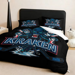 Seattle Kraken Hockey League Comforter Pillowcase Sets Blanket All Season Reversible Quilted Duvet