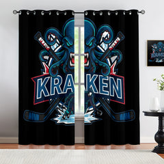 Seattle Kraken Blackout Curtains Drapes For Window Treatment Set