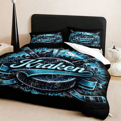 Seattle Kraken Hockey League Comforter Pillowcase Sets Blanket All Season Reversible Quilted Duvet
