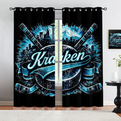 Seattle Kraken Blackout Curtains Drapes For Window Treatment Set