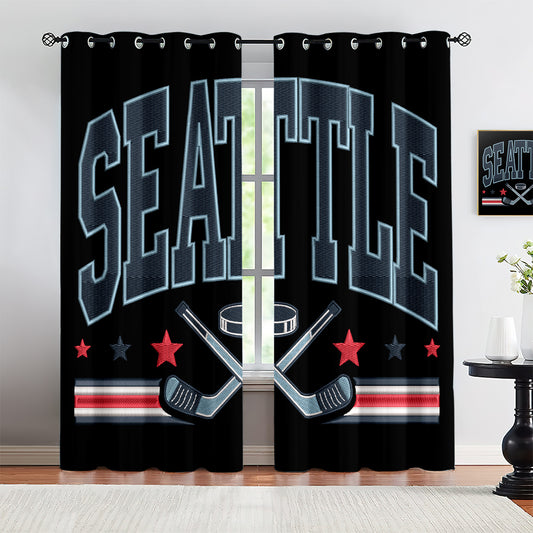 Seattle Kraken Blackout Curtains Drapes For Window Treatment Set 1500