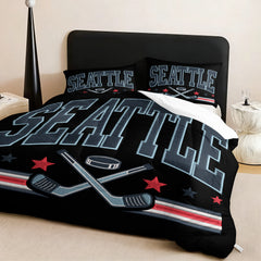 Seattle Kraken Hockey League Comforter Pillowcase Sets Blanket All Season Reversible Quilted Duvet