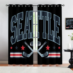 Seattle Kraken Blackout Curtains Drapes For Window Treatment Set