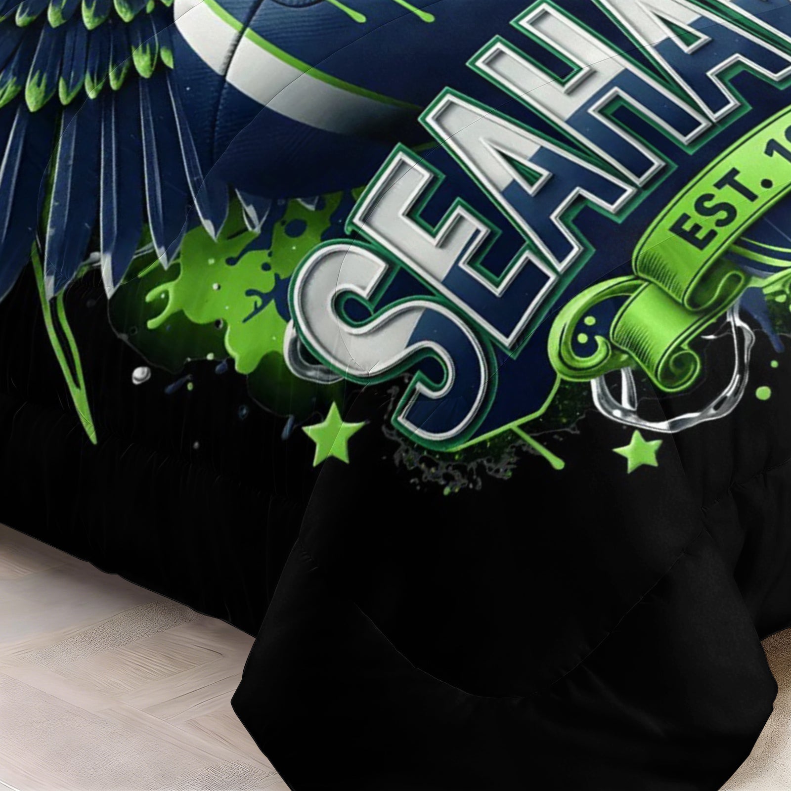 Seattle Seahawks Comforter Pillowcase Sets Blanket All Season Reversible Quilted Duvet