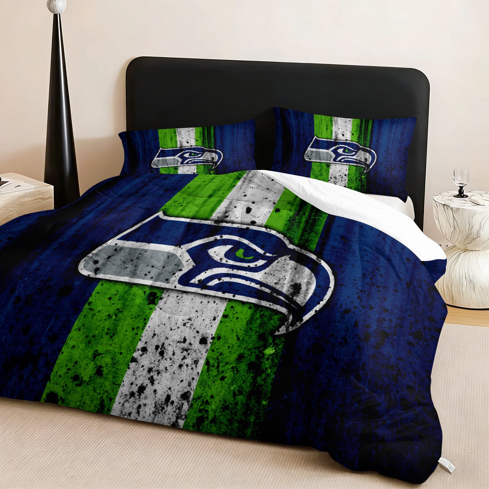 Seattle Seahawks Comforter Pillowcase Sets Blanket All Season Reversible Quilted Duvet