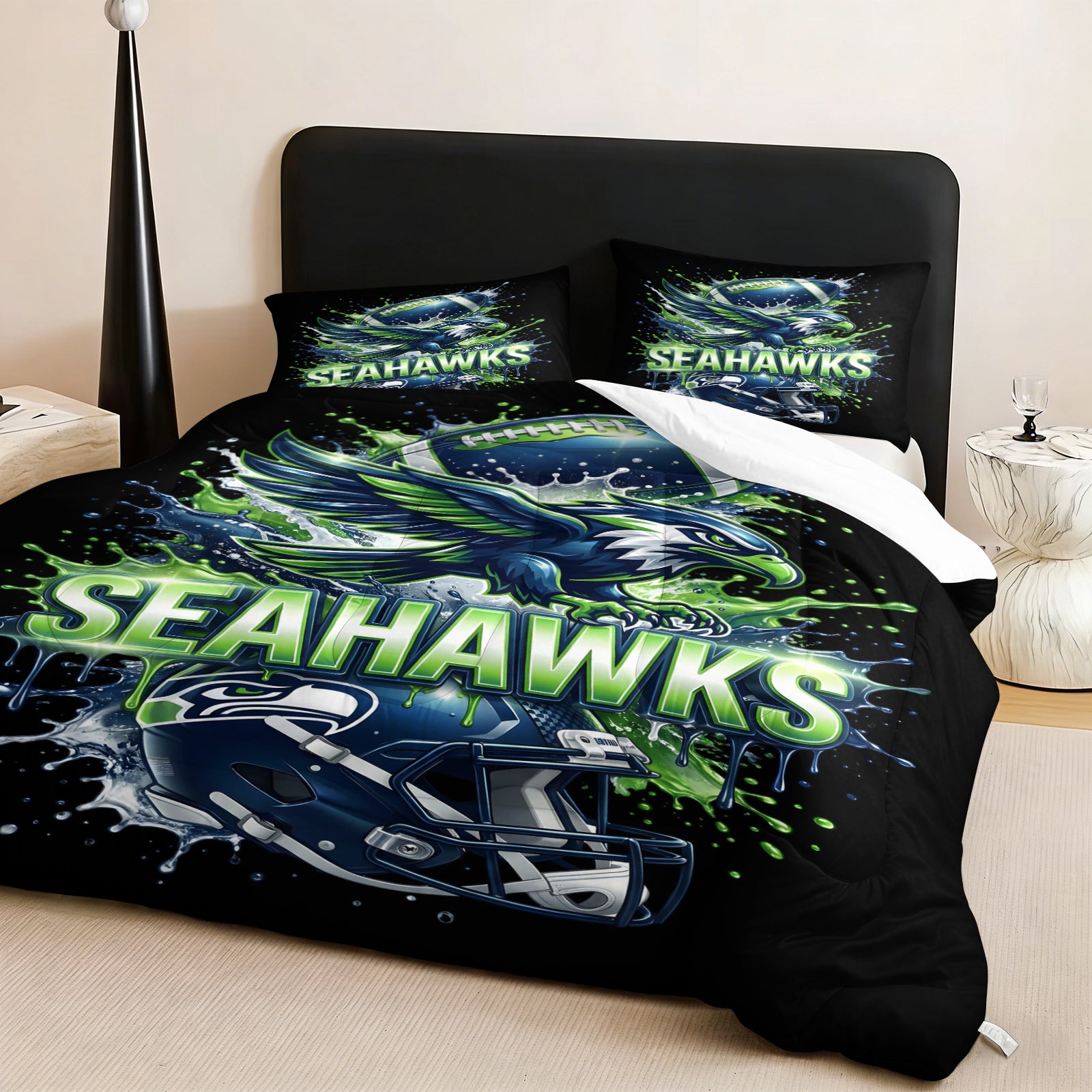 Seattle Seahawks Comforter Pillowcase Sets Blanket All Season Reversible Quilted Duvet