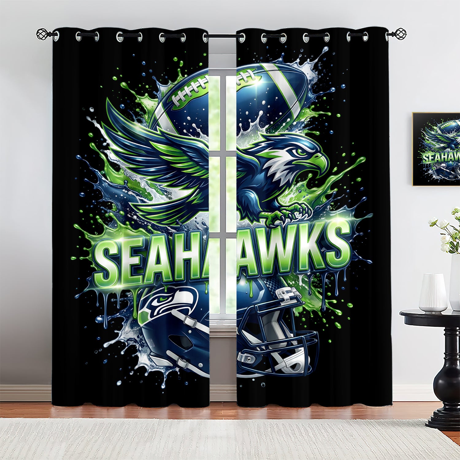 Seattle Seahawks Blackout Curtains Drapes For Window Treatment Set
