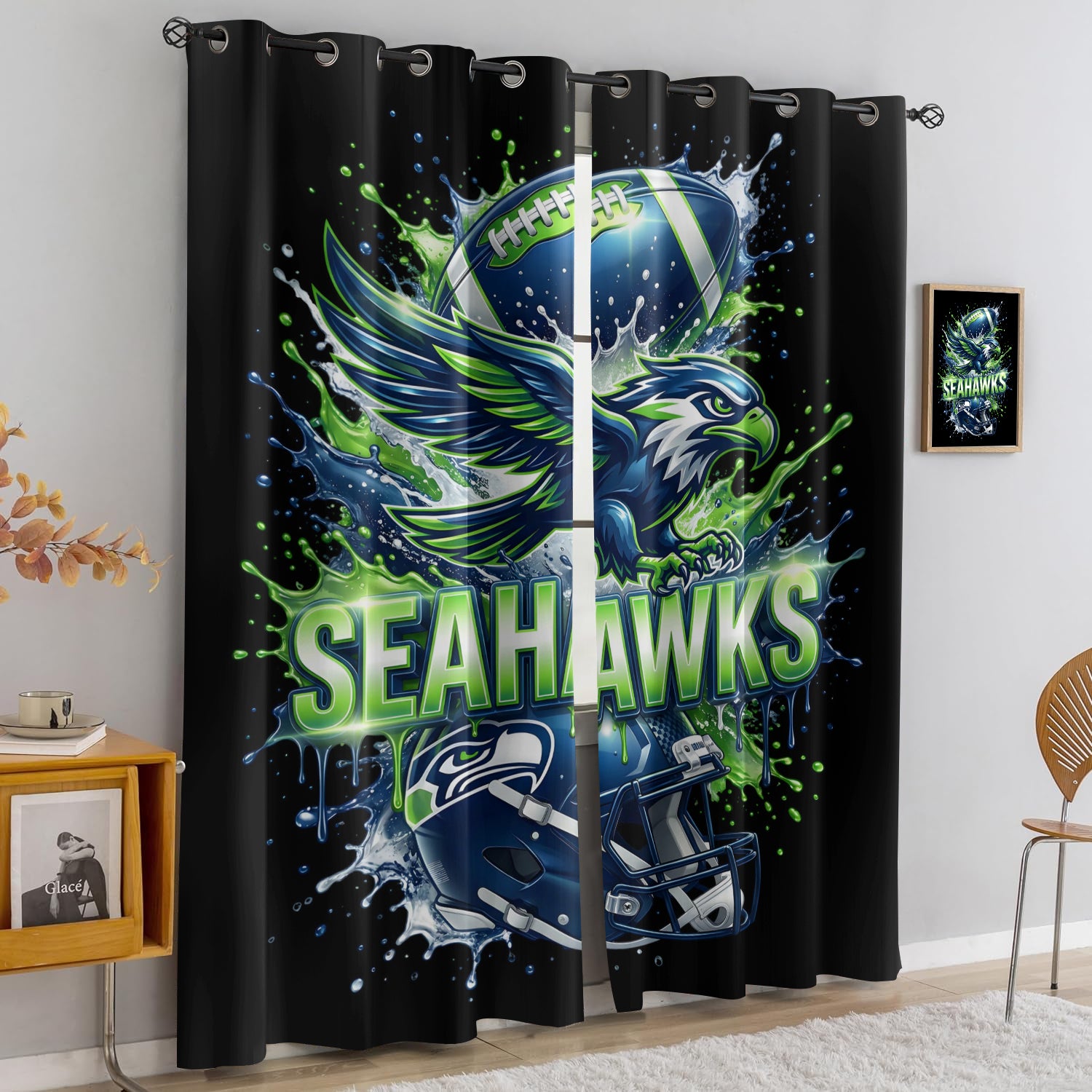 Seattle Seahawks Blackout Curtains Drapes For Window Treatment Set