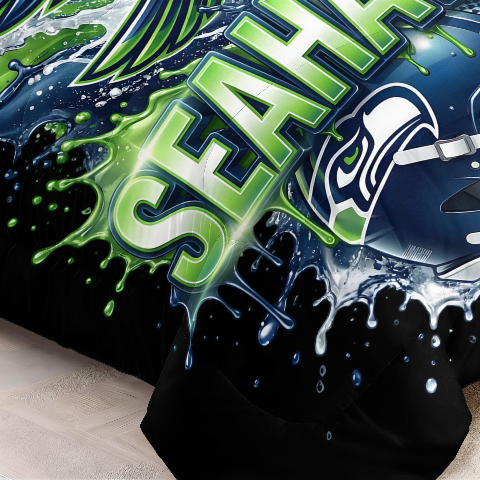 Seattle Seahawks Comforter Pillowcase Sets Blanket All Season Reversible Quilted Duvet