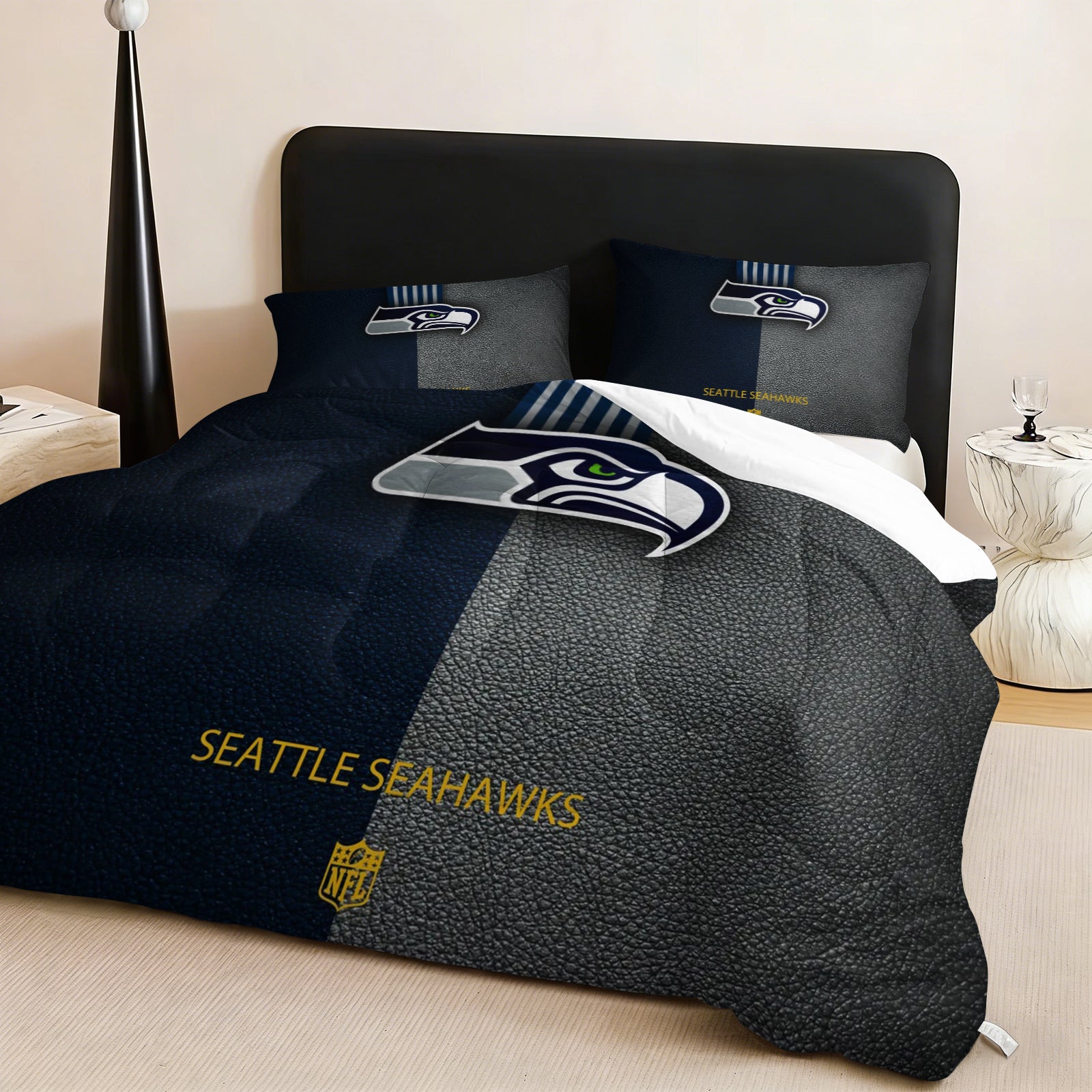Seattle Seahawks Comforter Pillowcase Sets Blanket All Season Reversible Quilted Duvet