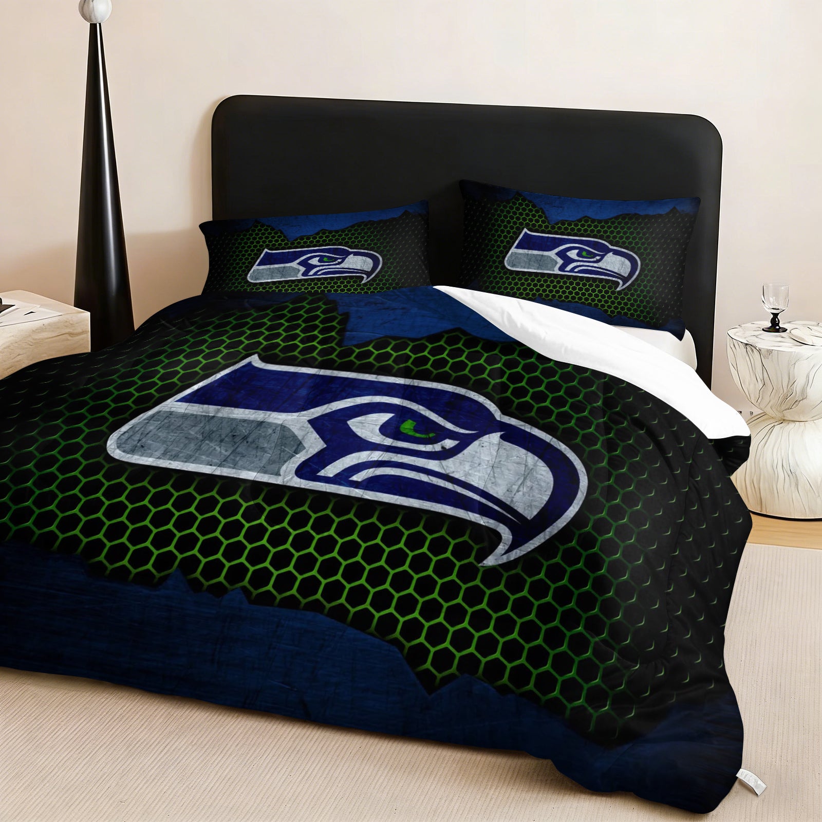 Seattle Seahawks Comforter Pillowcase Sets Blanket All Season Reversible Quilted Duvet