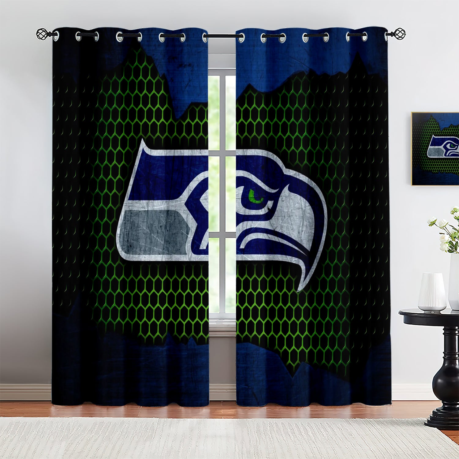 Seattle Seahawks Blackout Curtains Drapes For Window Treatment Set