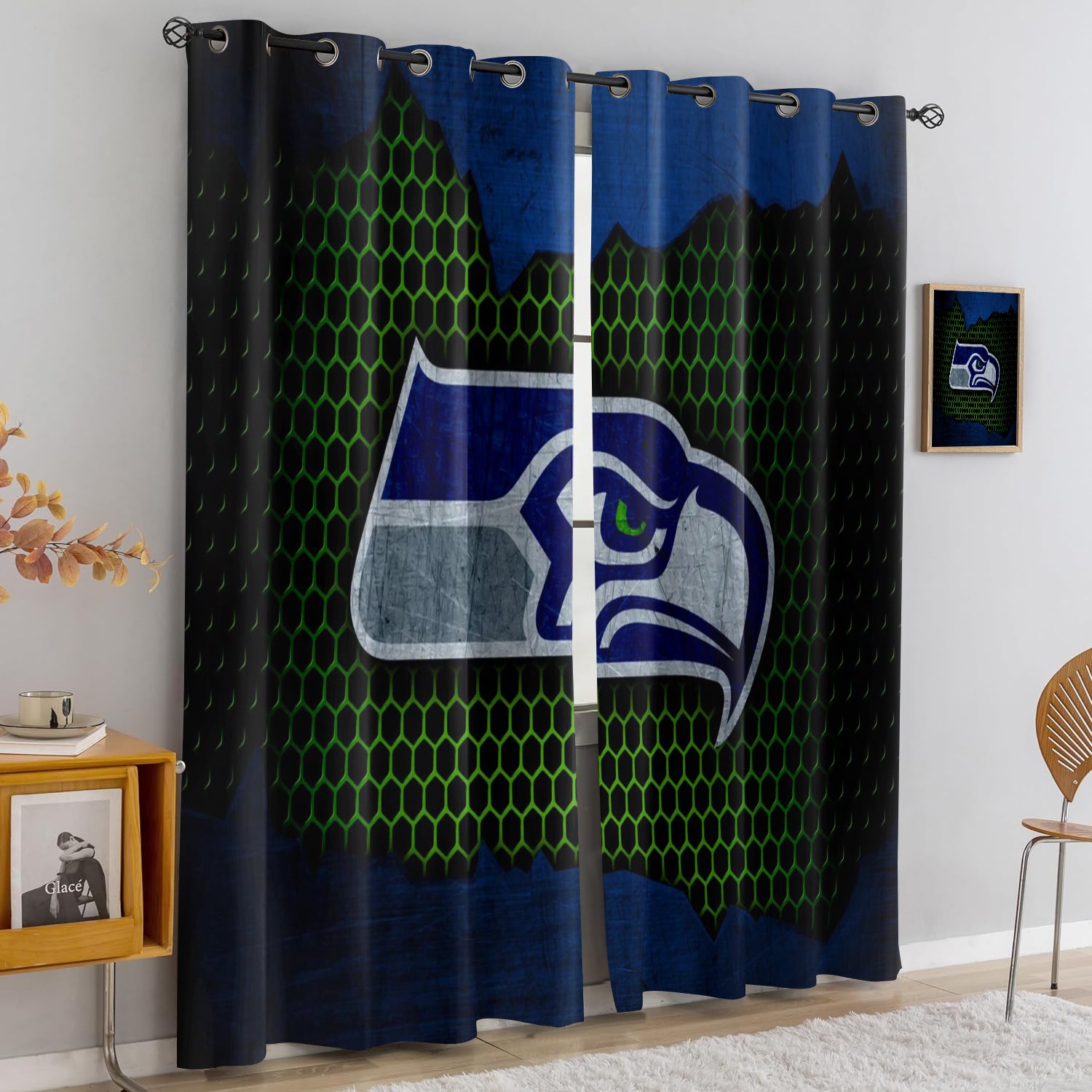 Seattle Seahawks Blackout Curtains Drapes For Window Treatment Set