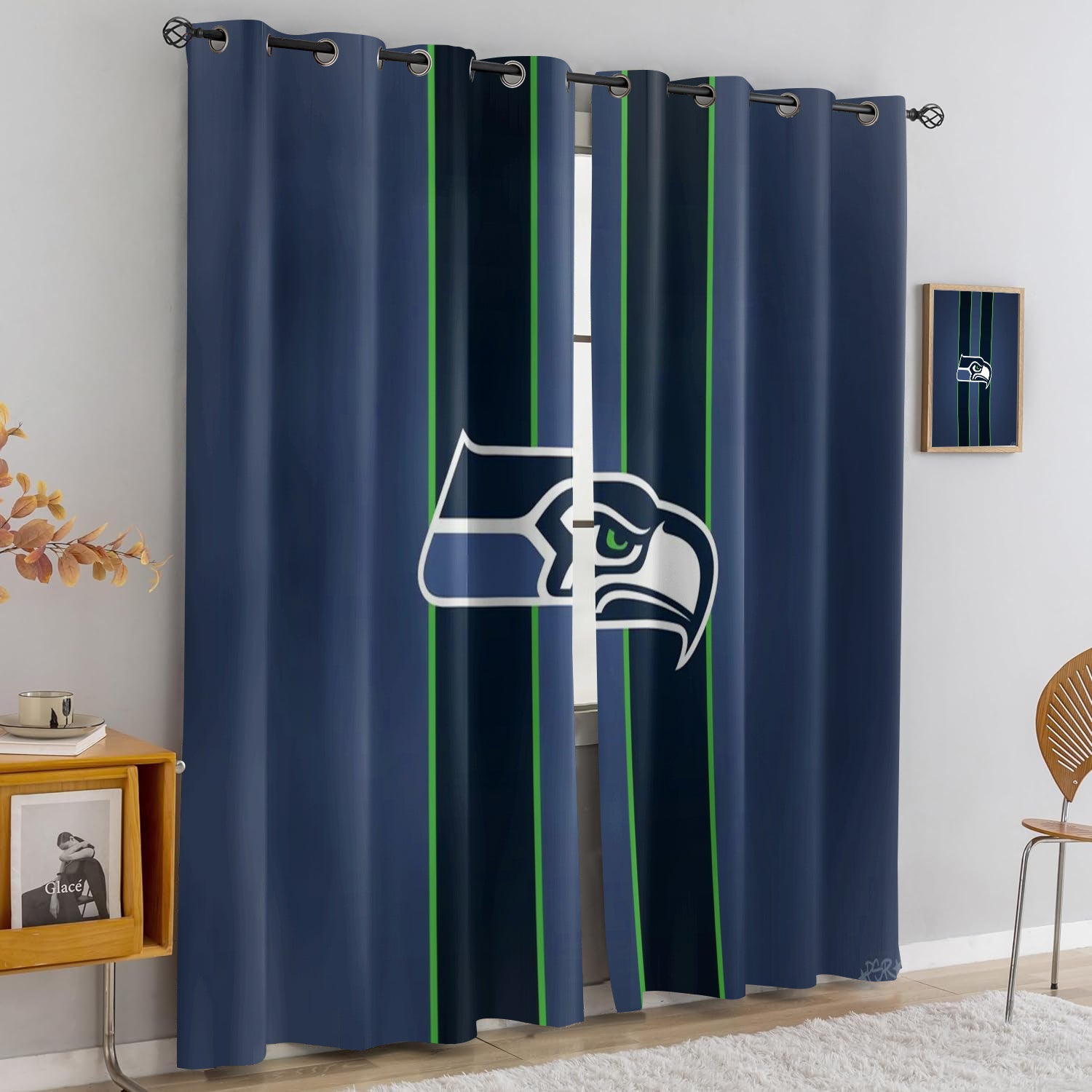 Seattle Seahawks Blackout Curtains Drapes For Window Treatment Set