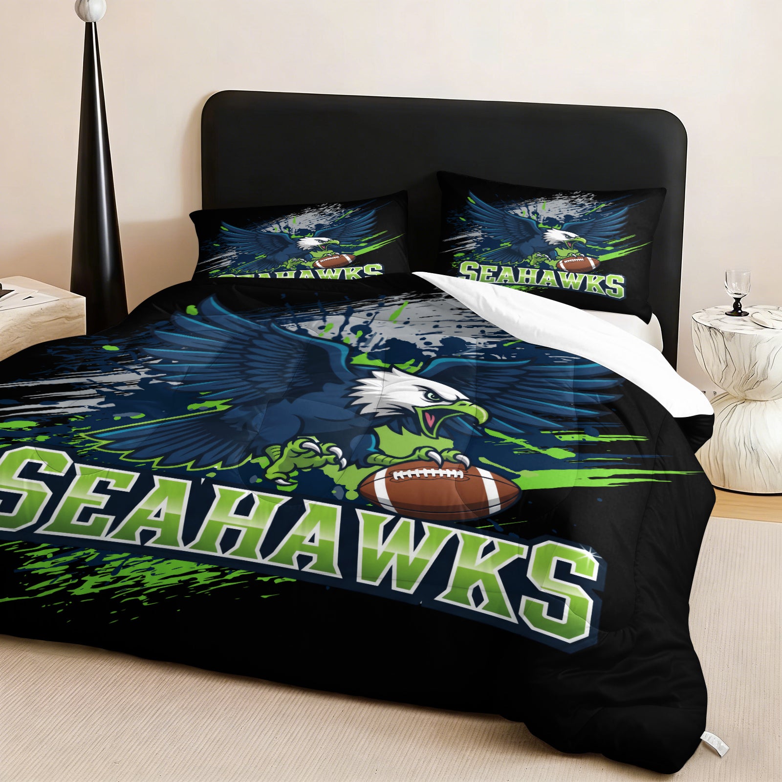 Seattle Seahawks Comforter Pillowcase Sets Blanket All Season Reversible Quilted Duvet