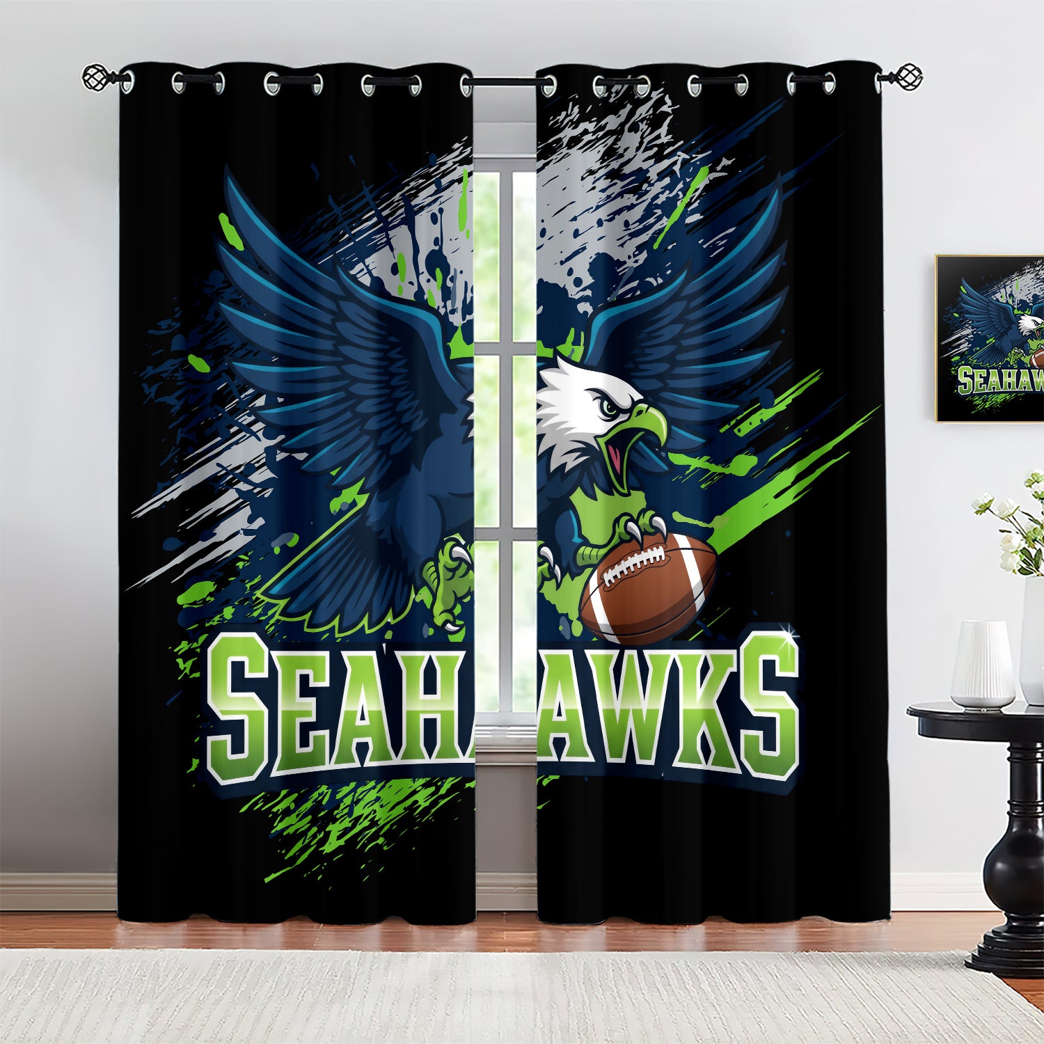 Seattle Seahawks Blackout Curtains Drapes For Window Treatment Set