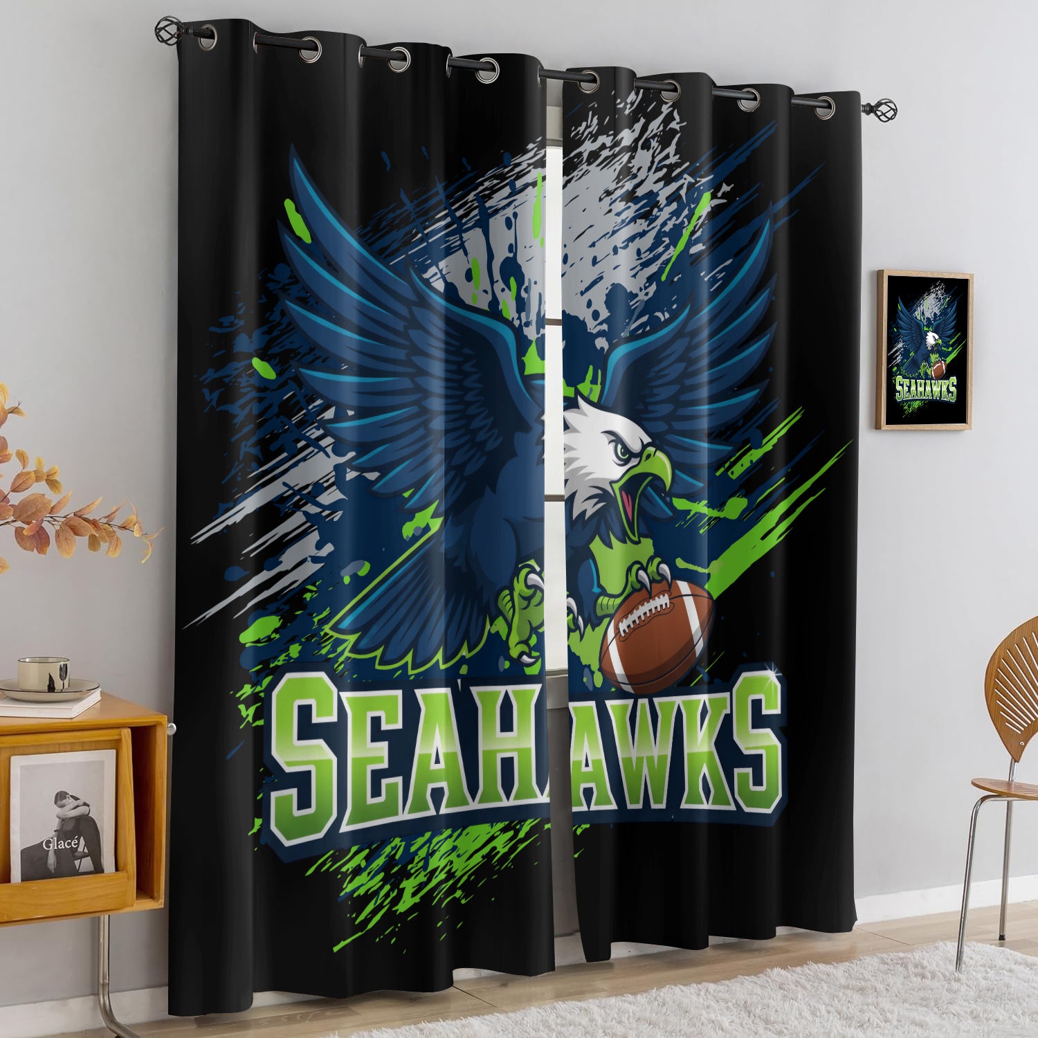 Seattle Seahawks Blackout Curtains Drapes For Window Treatment Set