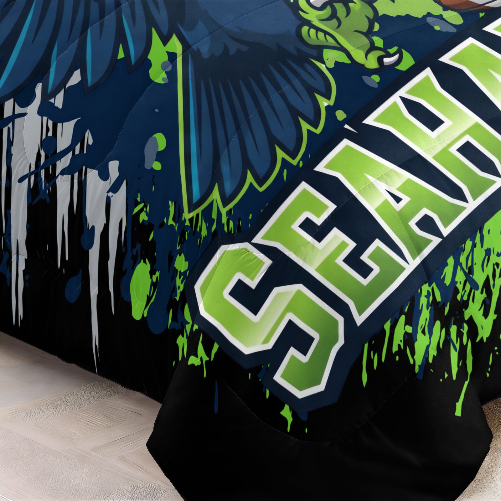 Seattle Seahawks Comforter Pillowcase Sets Blanket All Season Reversible Quilted Duvet