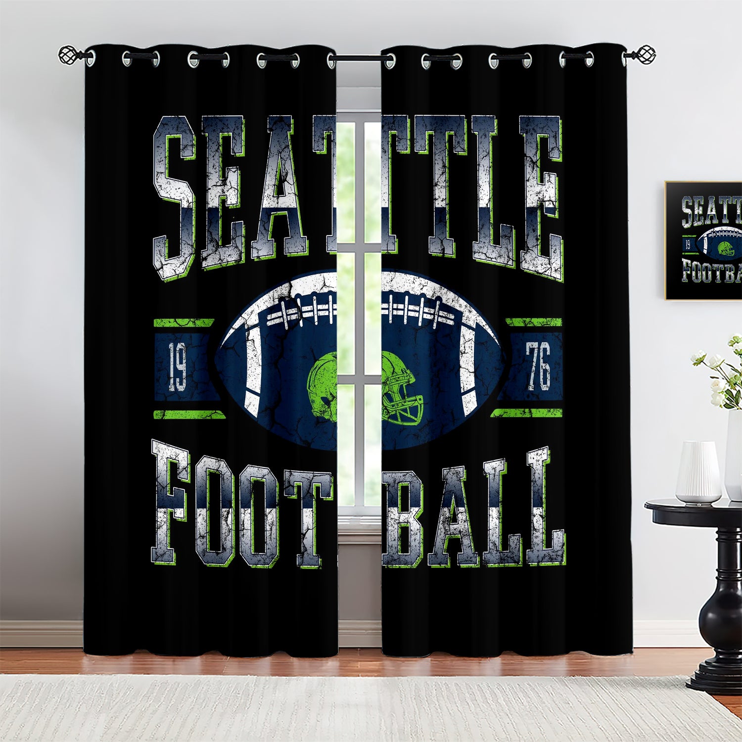 Seattle Seahawks Blackout Curtains Drapes For Window Treatment Set