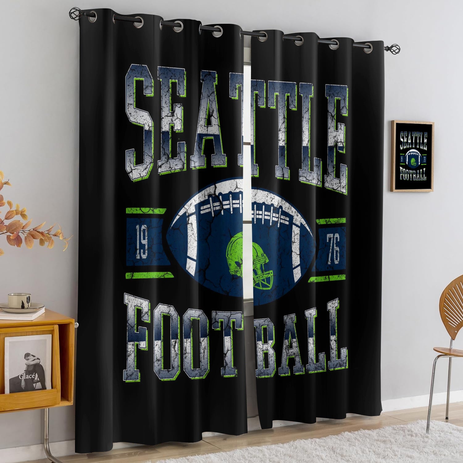 Seattle Seahawks Blackout Curtains Drapes For Window Treatment Set