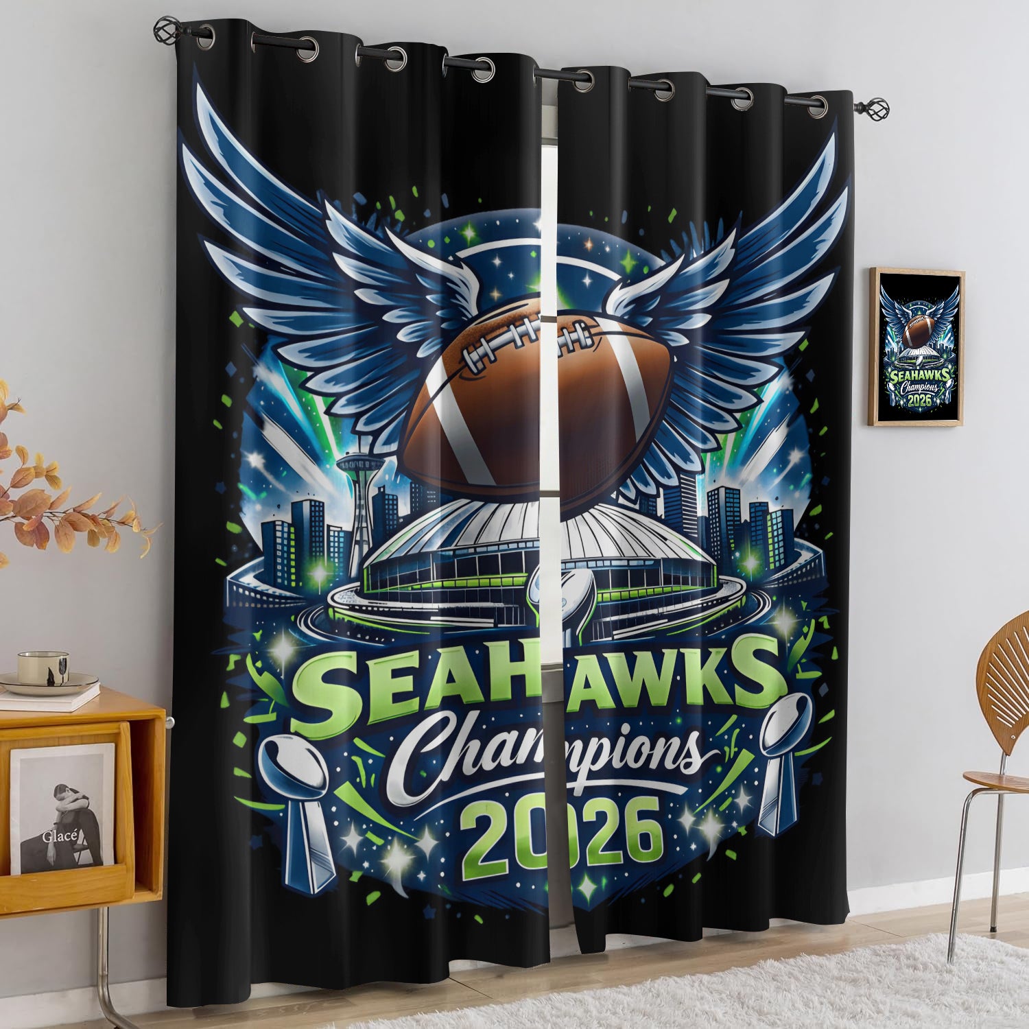 Seattle Seahawks Blackout Curtains Drapes For Window Treatment Set