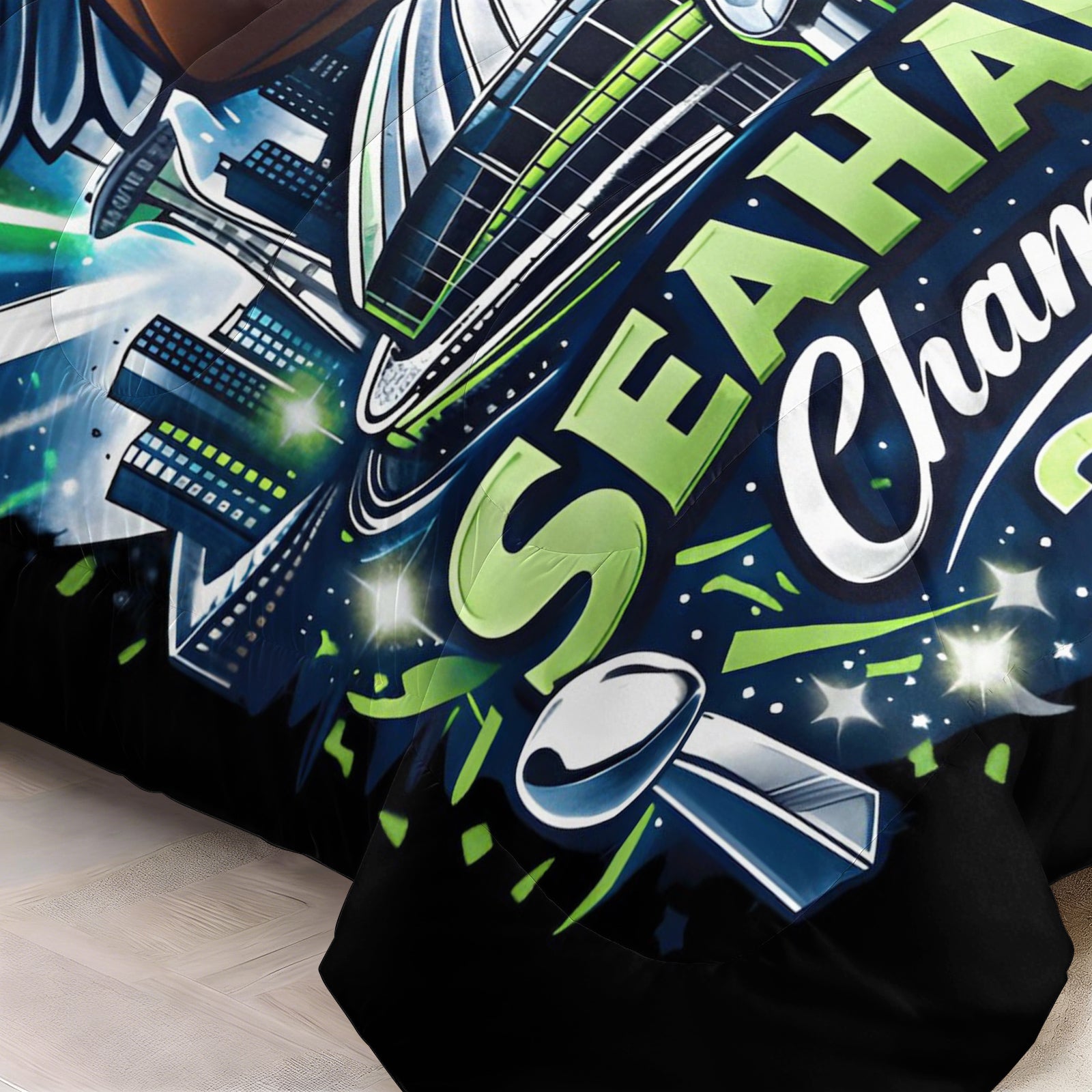 Seattle Seahawks Comforter Pillowcase Sets Blanket All Season Reversible Quilted Duvet